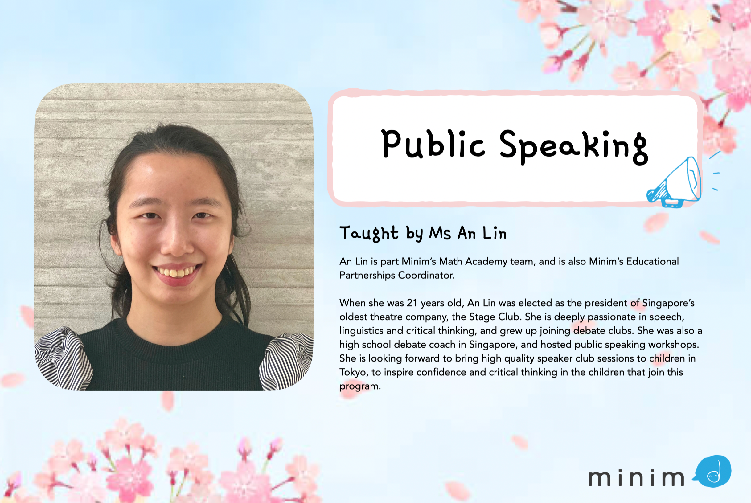 Ms An Lin - Public Speaking Teacher